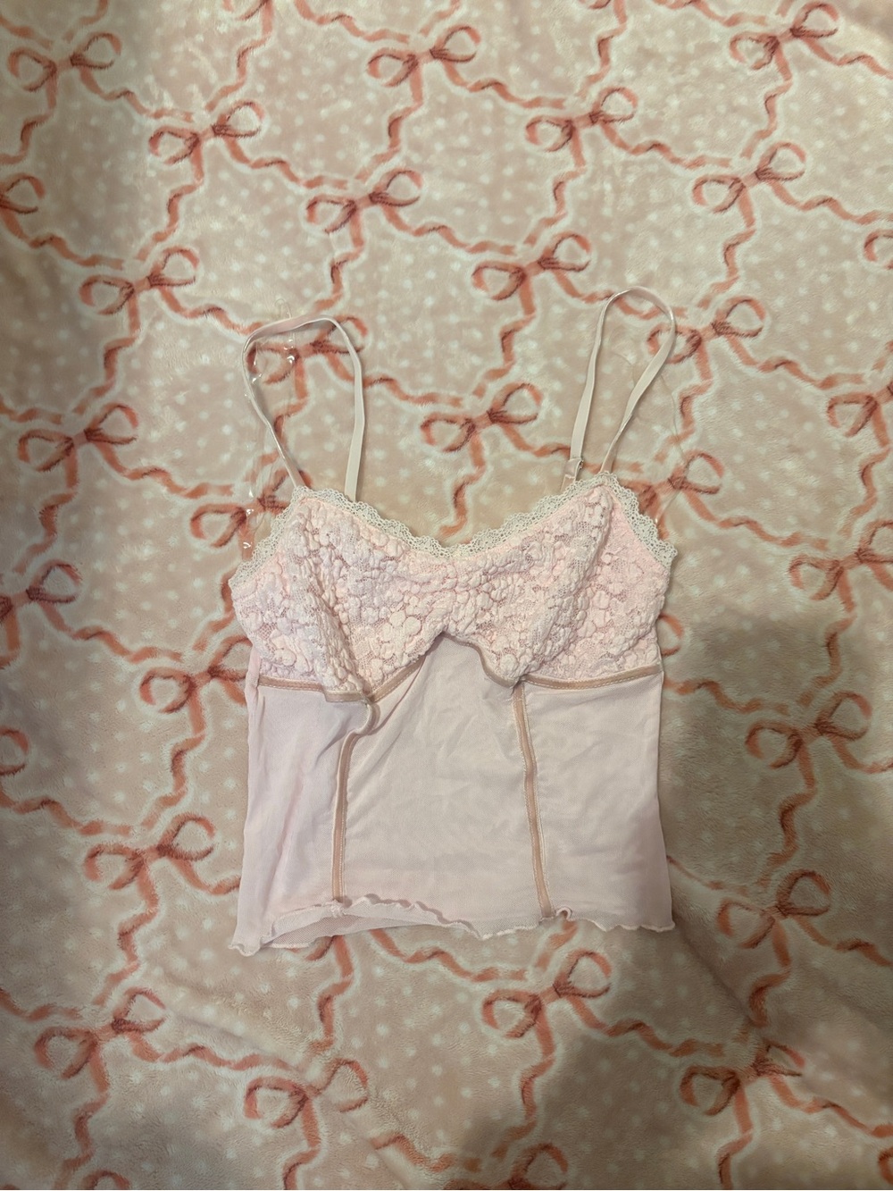 PacSun Pale Pink Lace-Trim Cami Corset